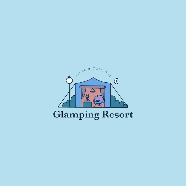 Handgetekend glamping-logo-ontwerp