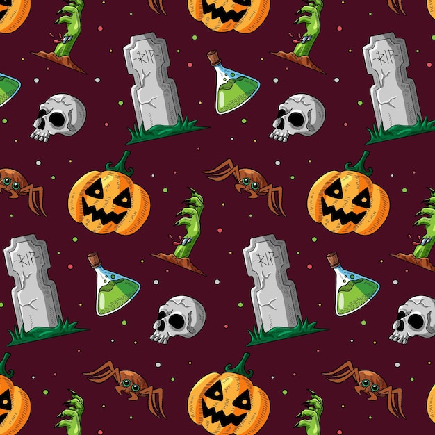 Gratis vector handgetekend halloween-patroonontwerp