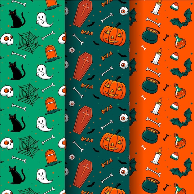 Gratis vector handgetekend halloween-patroonontwerp