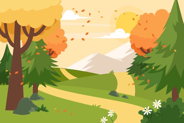 Gratis vector handgetekend herfstlandschap