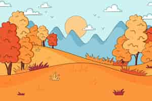 Gratis vector handgetekend herfstlandschap