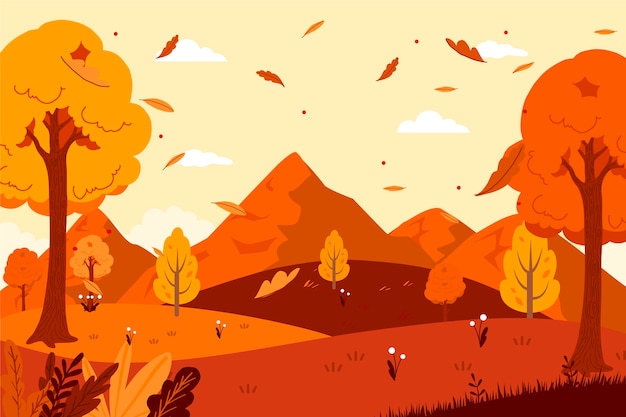 Gratis vector handgetekend herfstlandschap