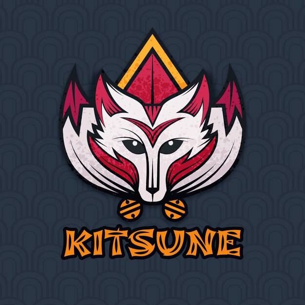 Handgetekend kitsune-logo