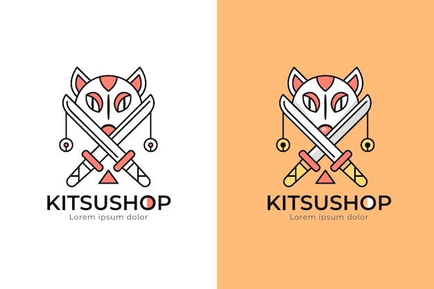 Handgetekend kitsune-logo