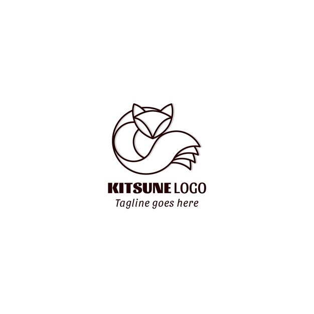 Handgetekend kitsune-logo