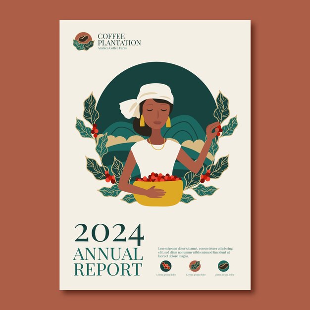 Handgetekend koffieplantage jaarverslag