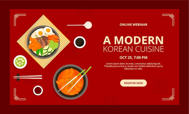 Gratis vector handgetekend koreaans restaurant webinar