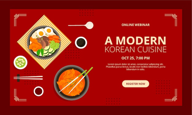 Handgetekend koreaans restaurant webinar