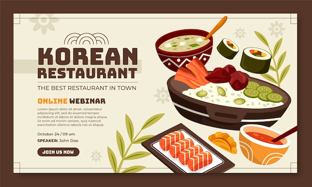 Handgetekend koreaans restaurant webinar