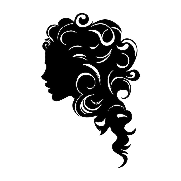 Gratis vector handgetekend krullend haarsilhouet