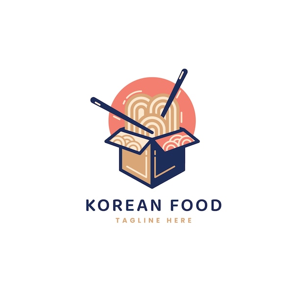 Gratis vector handgetekend logo-ontwerp voor koreaans eten