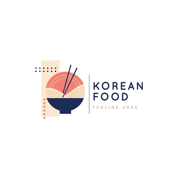 Gratis vector handgetekend logo-ontwerp voor koreaans eten