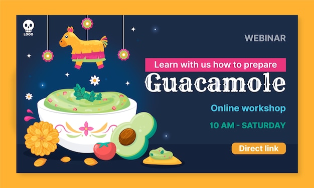 Gratis vector handgetekend mexicaans restaurant webinar