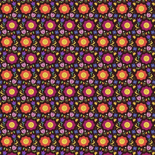 Gratis vector handgetekend patroon met kleine bloemen