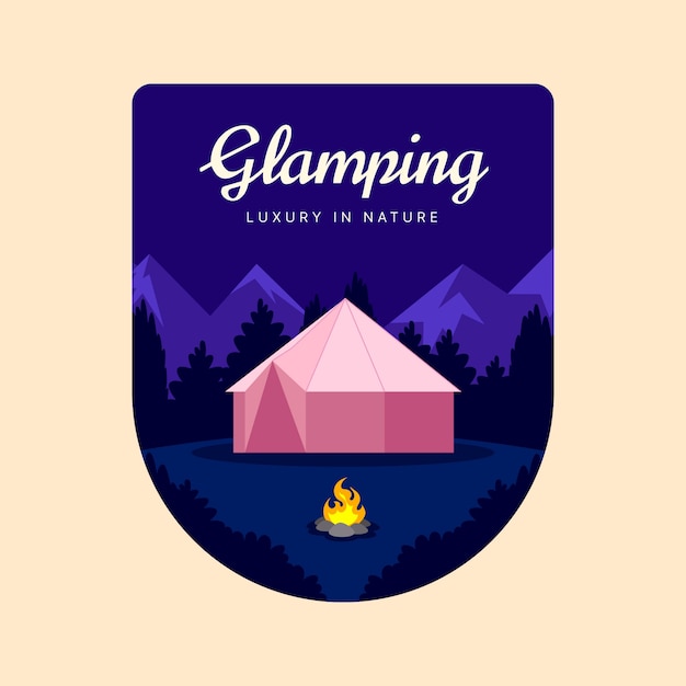 Handgetekend plat glamping-logo