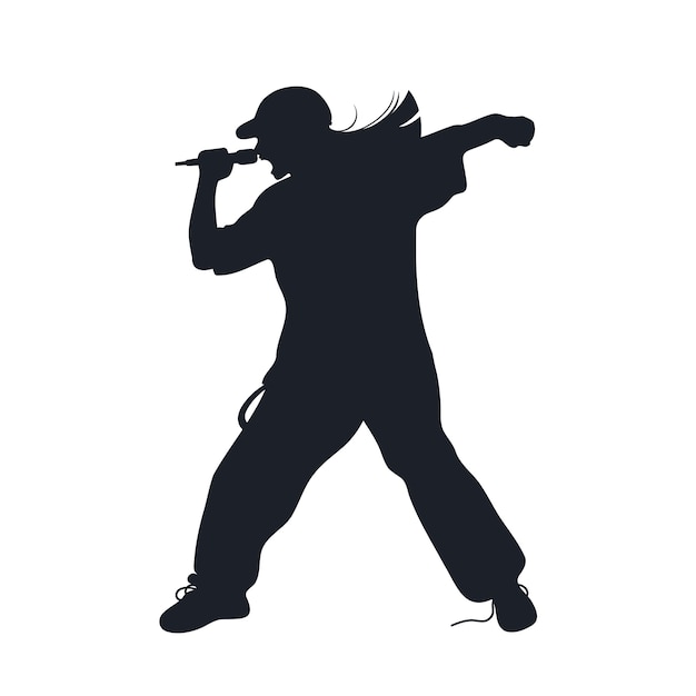 Gratis vector handgetekend rappersilhouet