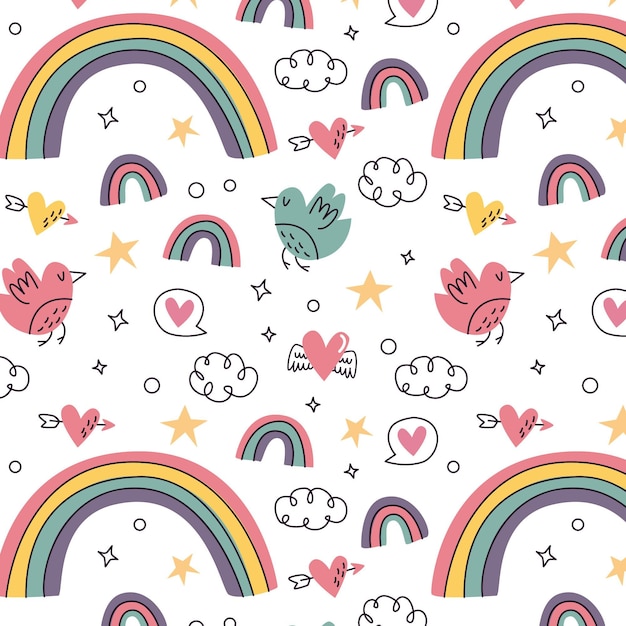 Gratis vector handgetekend regenboogpatroonontwerp