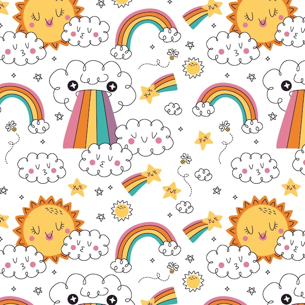 Gratis vector handgetekend regenboogpatroonontwerp