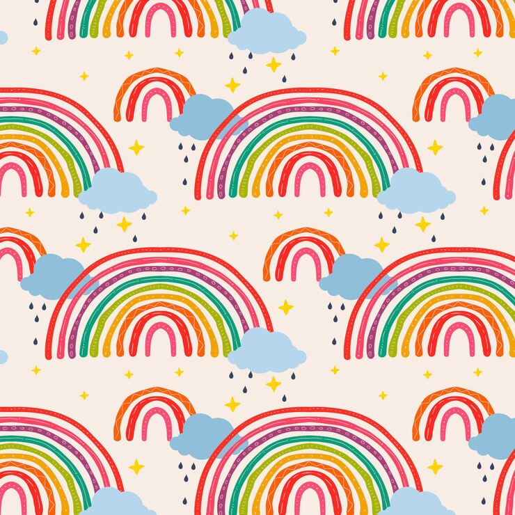 Gratis Vector handgetekend regenboogpatroonontwerp