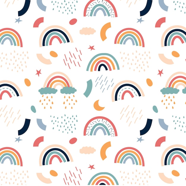 Gratis vector handgetekend regenboogpatroonontwerp