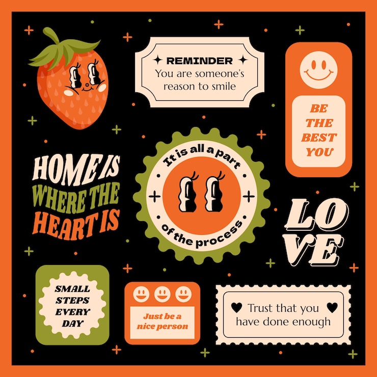Gratis Vector handgetekend retro stickerontwerp