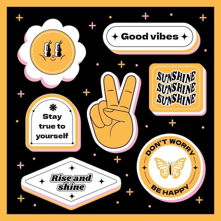 Gratis Vector handgetekend retro stickerontwerp