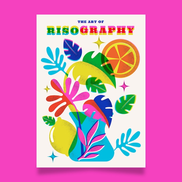 Gratis vector handgetekend risograph posterontwerp