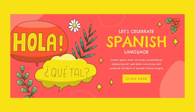 Gratis vector handgetekend spandoekontwerp in de spaanse taal