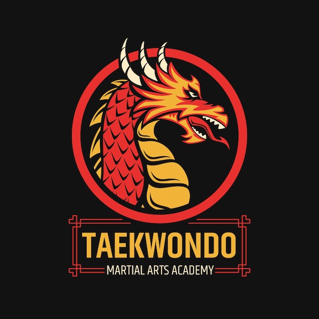 Handgetekend taekwondo-logo-ontwerp