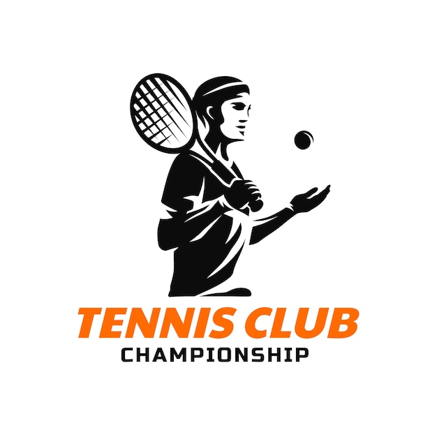 Handgetekend tennislogo ontwerp