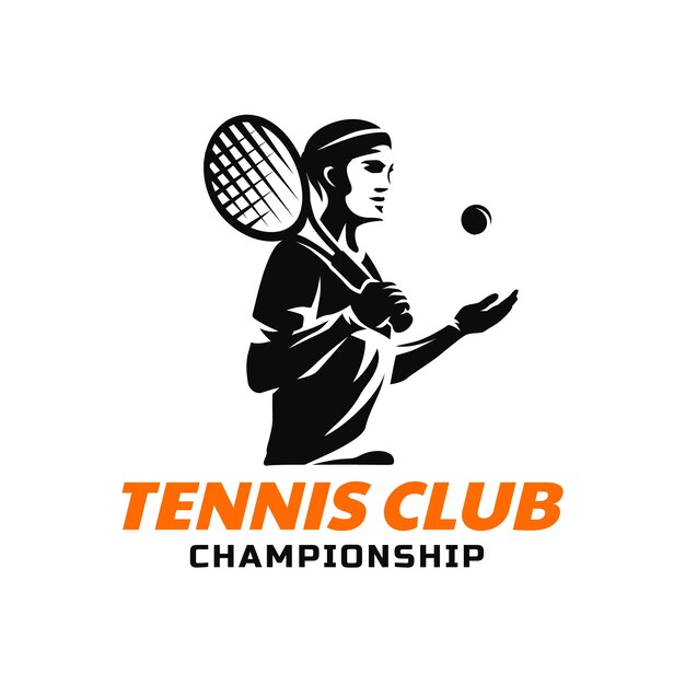 Handgetekend tennislogo ontwerp