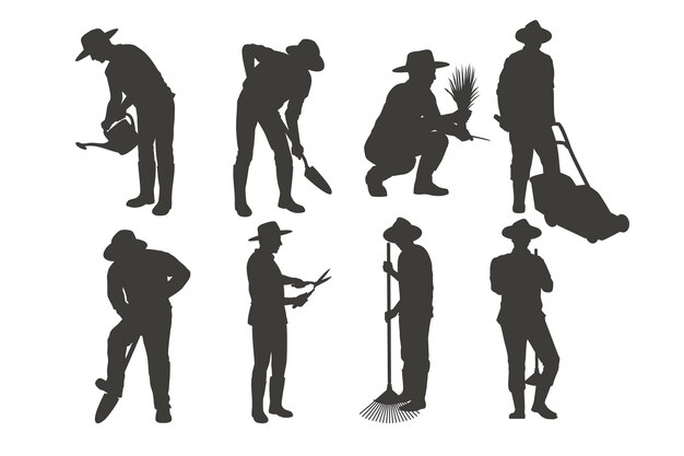 Handgetekend tuinwerksilhouet