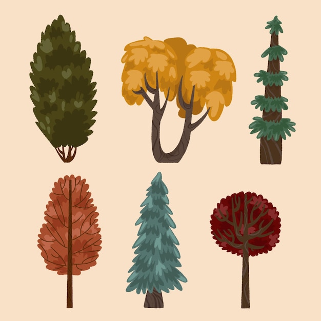 Gratis vector handgetekend type bomen