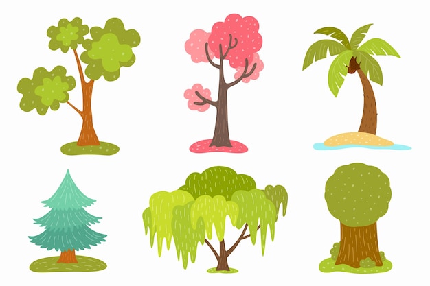 Gratis vector handgetekend type bomen