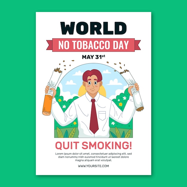 Gratis vector handgetekend verticaal postersjabloon voor bewustzijn zonder tabaksdag