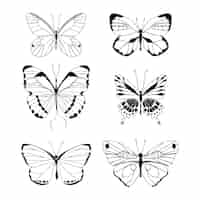 Gratis vector handgetekend vlinderoverzichtspakket