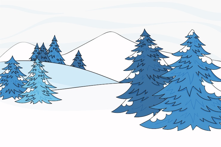 Gratis Vector handgetekend winterlandschap