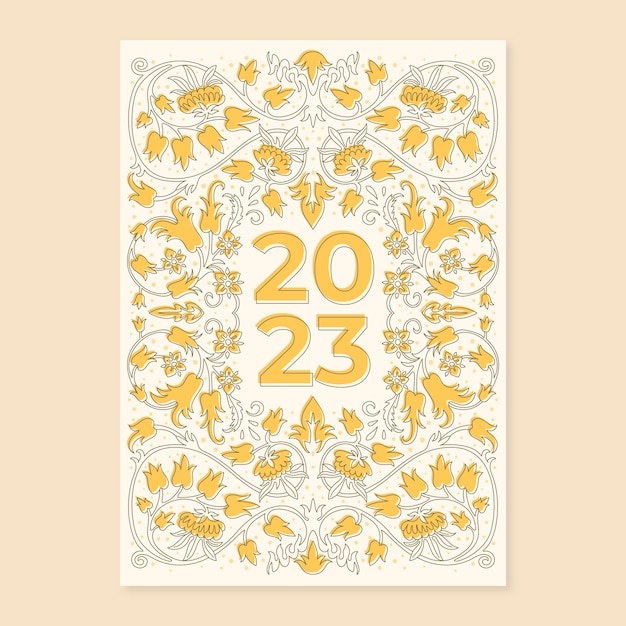 Gratis vector handgetekende 2023 kalender omslagillustratie