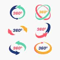 Gratis vector handgetekende 360 graden iconen collectie