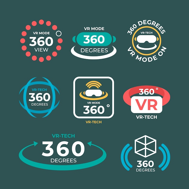 Gratis vector handgetekende 360 graden iconen