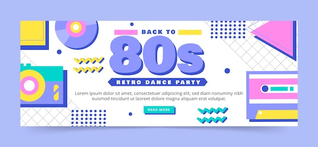 Gratis vector handgetekende 80s party facebook cover