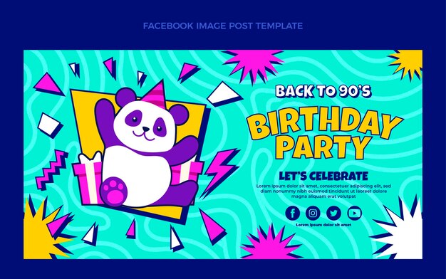 Gratis vector handgetekende 90s verjaardag facebook post