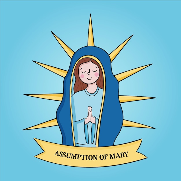 Handgetekende aanname van maria illustratie