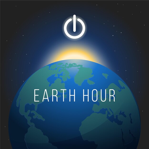 Handgetekende aarde uur illustratie met planeet