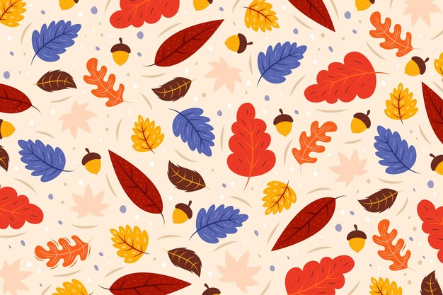 Handgetekende achtergrond van herfstbladeren