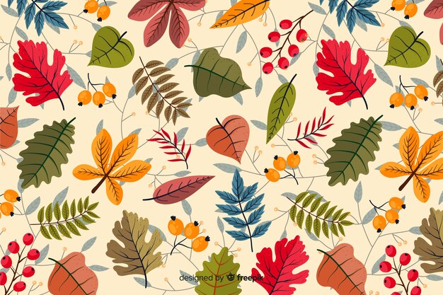 Handgetekende achtergrond van herfstbladeren