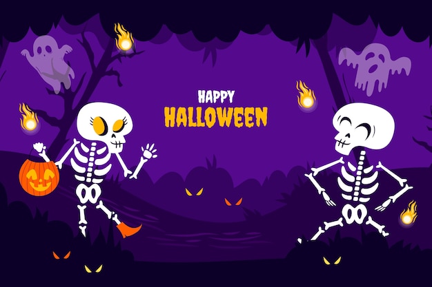 Gratis vector handgetekende achtergrond voor halloween-feest