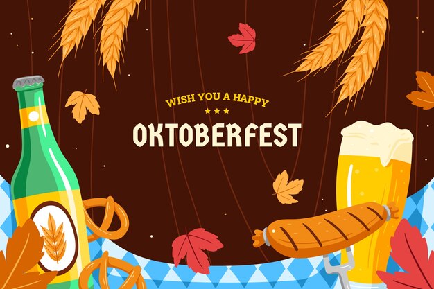 Handgetekende achtergrond voor het Oktoberfest bierfestival