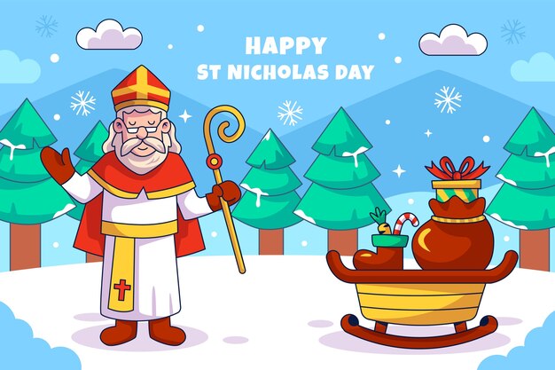 Handgetekende achtergrond voor Nederlandse sinterklaasvakantie
