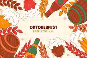 Gratis vector handgetekende achtergrond voor oktoberfest bierfestivalviering